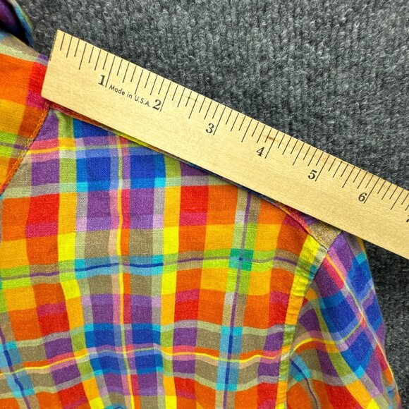 We Wore What Shirt Womens Medium Colorful Button Up Linen Blend Oversized Dad - Picture 11 of 16